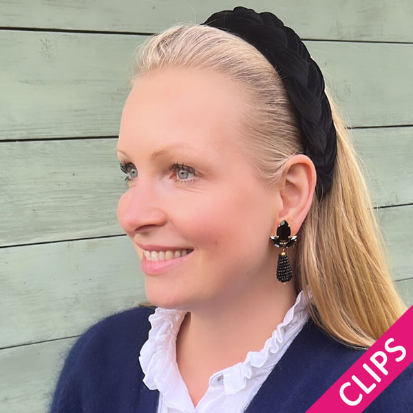 Funkelnde Ohrclips in Schwarz mit glitzernden Tropfen von AmuseToi