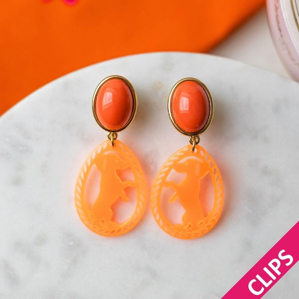 Dackel-Ohrclips in Neonorange von AmuseToi