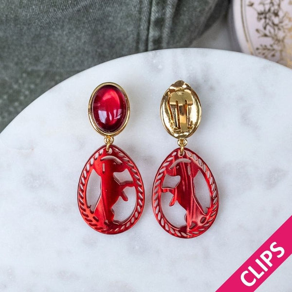 Dackel-Ohrclips in Dunkelrot von AmuseToi