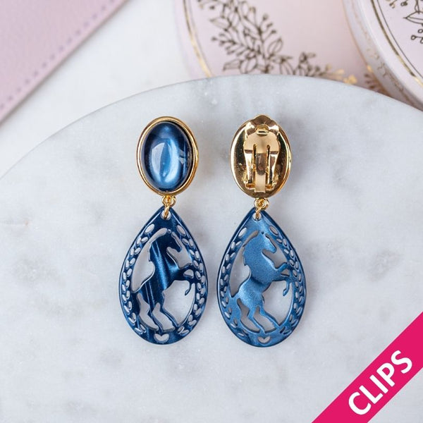 Pferde-Ohrclips in Dunkelblau von AmuseToi