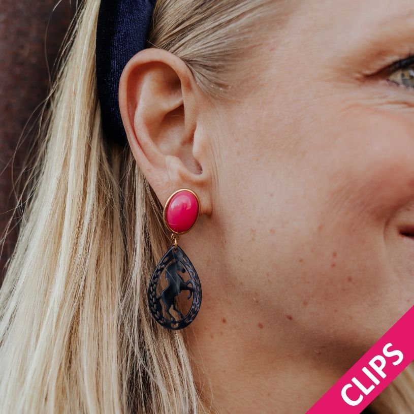Pferde-Ohrclips in Pink und Dunkelblau von AmuseToi