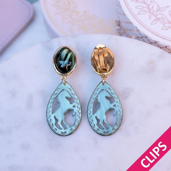 Pferde-Ohrclips in Silbergrün von AmuseToi