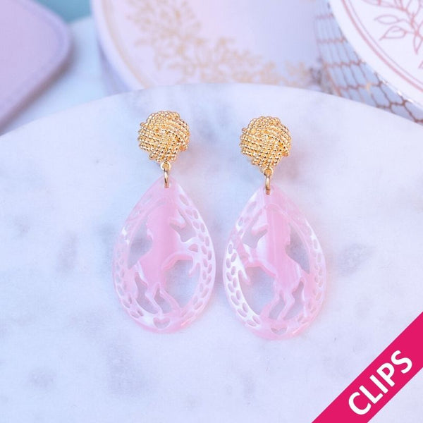 Vergoldete Knoten-Pferde-Ohrclips in Rosa von AmuseToi