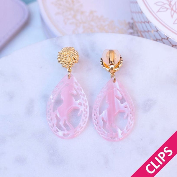 Vergoldete Knoten-Pferde-Ohrclips in Rosa von AmuseToi