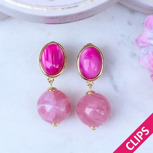Stilvolle Kugel-Ohrclips in Pink und Rosa