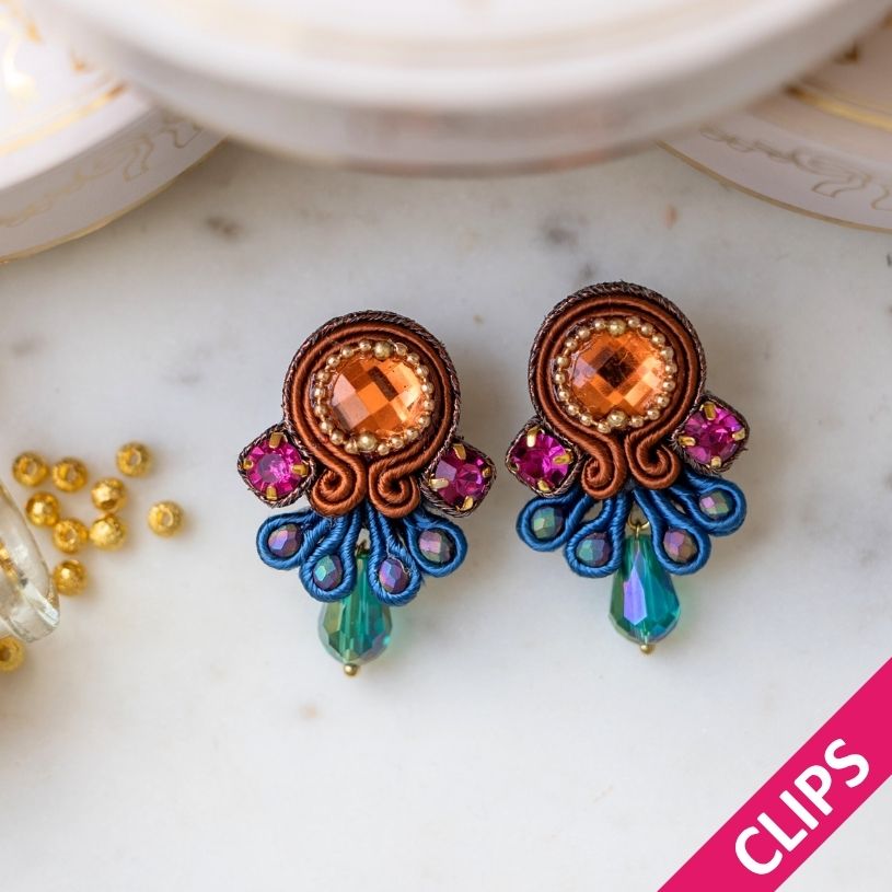 Vorbestellbar - Farbenfrohe Statement-Ohrclips in Orange, Blau und Pink