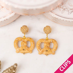 Vergoldete Knoten-Ohrclips mit kleinem Brezel