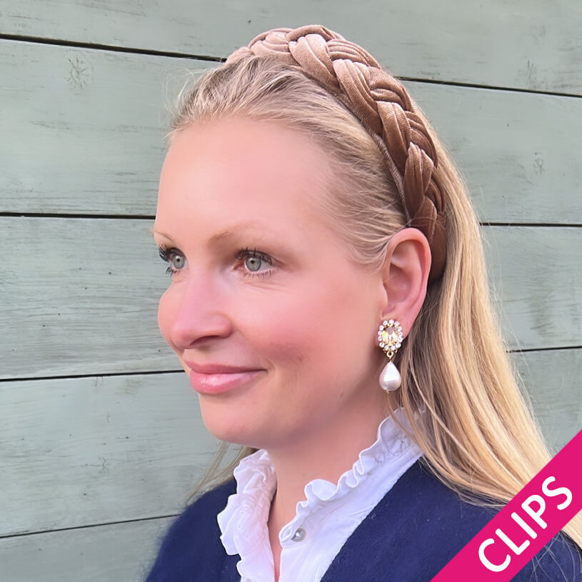 Edel funkelnde Ohrclips in Champagner mit leichtem Baumwolltropfen