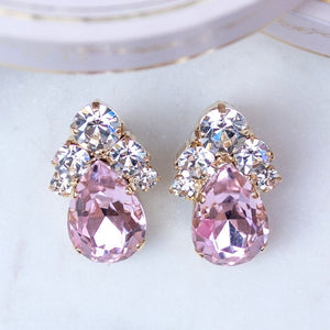 Glitzernde Ohrstecker aus Glas-Kristallen in Rosa