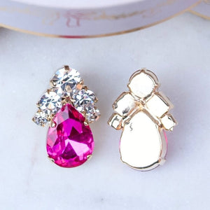 Glitzernde Ohrstecker aus Glas-Kristallen in Pink