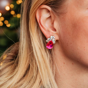 Glitzernde Ohrstecker aus Glas-Kristallen in Pink