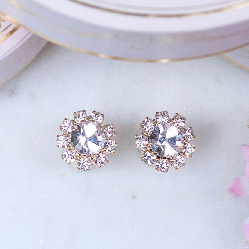 Runde Ohrstecker aus Glas-Kristallen