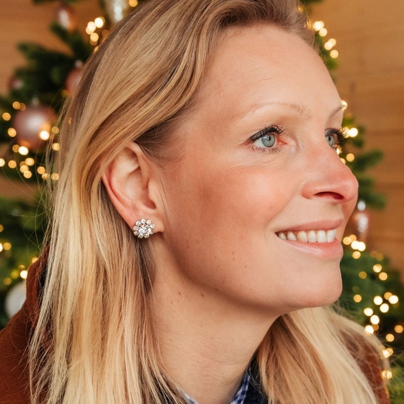 Runde Ohrstecker aus Glas-Kristallen