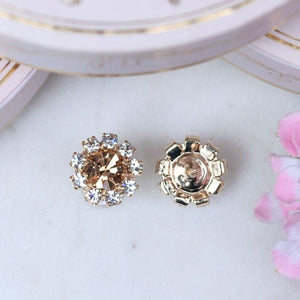 Runde Ohrstecker aus Glas-Kristallen in Champagner