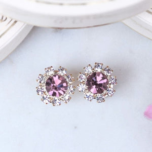 Runde Ohrstecker aus Glas-Kristallen in Rosa