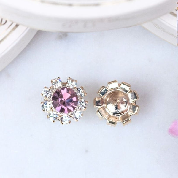 Runde Ohrstecker aus Glas-Kristallen in Rosa