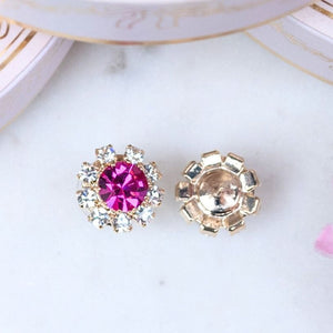 Runde Ohrstecker aus Glas-Kristallen in Pink