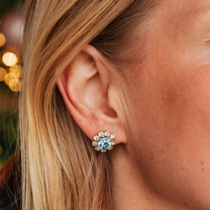 Runde Ohrstecker aus Glas-Kristallen in Hellblau