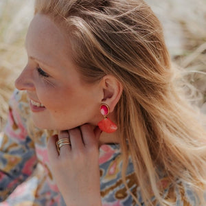 Sommerliche Muschel-Ohrringe in Pink und Grapefruitpink