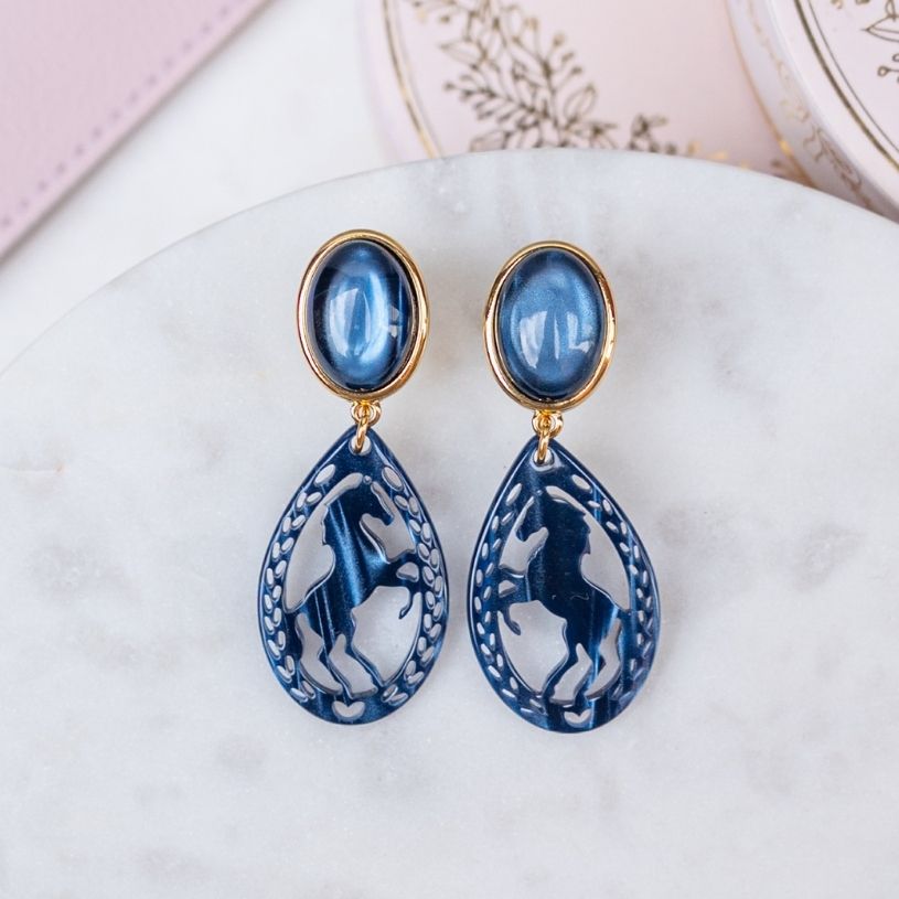 Pferde-Ohrstecker in Dunkelblau von AmuseToi