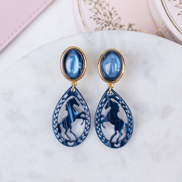 Pferde-Ohrstecker in Dunkelblau von AmuseToi