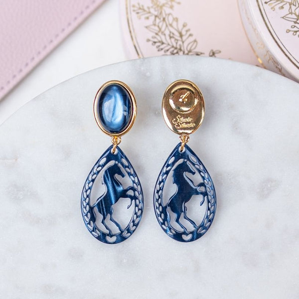 Pferde-Ohrstecker in Dunkelblau von AmuseToi