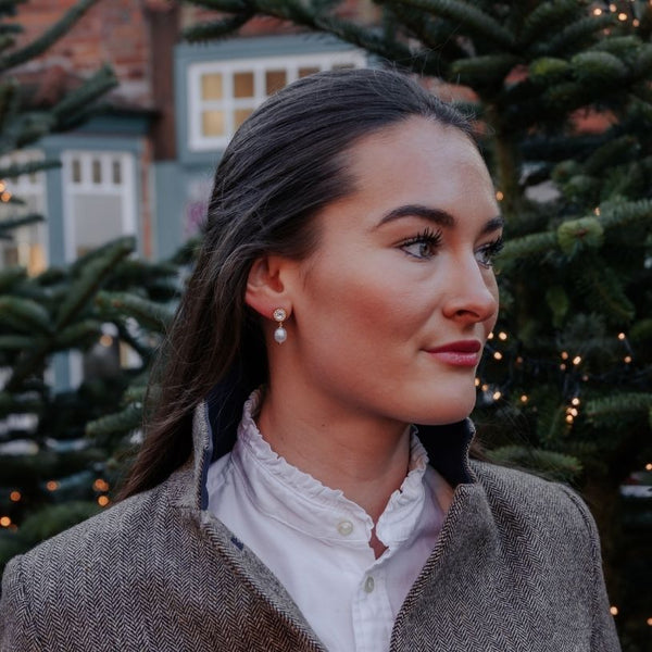 Wunderschöne Kristall-Ohrringe mit edler Süßwasserperle