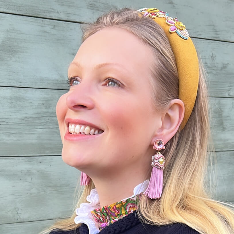 Orientalisch anmutende QuastenOhrringe in Altrosa