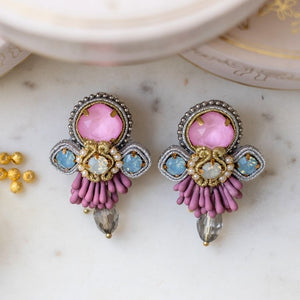 Vorbestellbar - Zeitlose Soutache-Ohrringe in pastelligem Magenta, Rosa und Hellblau