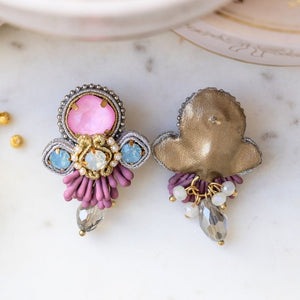 Vorbestellbar - Zeitlose Soutache-Ohrringe in pastelligem Magenta, Rosa und Hellblau