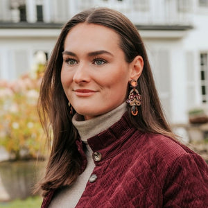 Hochwertige Soutache-Ohrringe in Violett und Braun