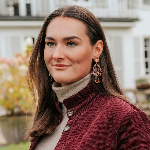 Hochwertige Soutache-Ohrringe in Violett und Braun