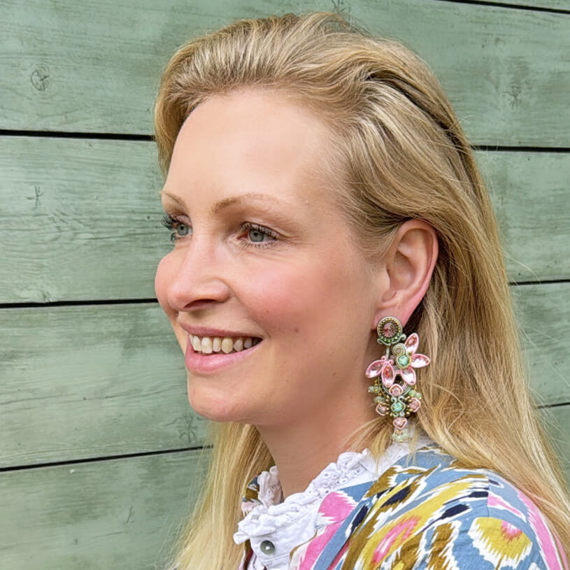 Große Soutache-Ohrringe in Zartrosa und Mintgrün
