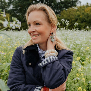Große Soutache-Ohrringe in pastelligem Magenta, Rosa und Hellblau