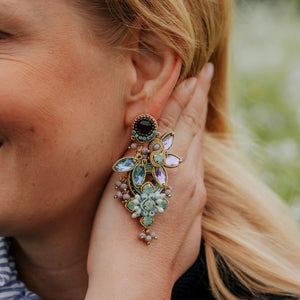 Große Soutache-Ohrringe in pastelligem Magenta, Rosa und Hellblau