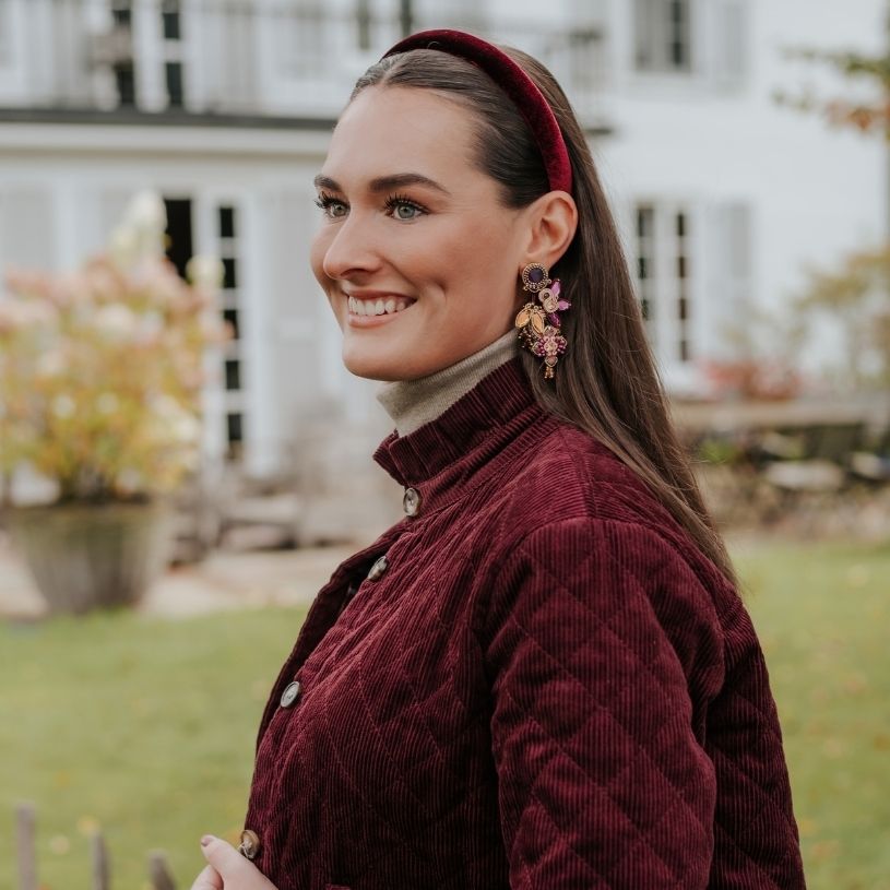 Große Soutache-Ohrringe in Violett, Rosa und Gold