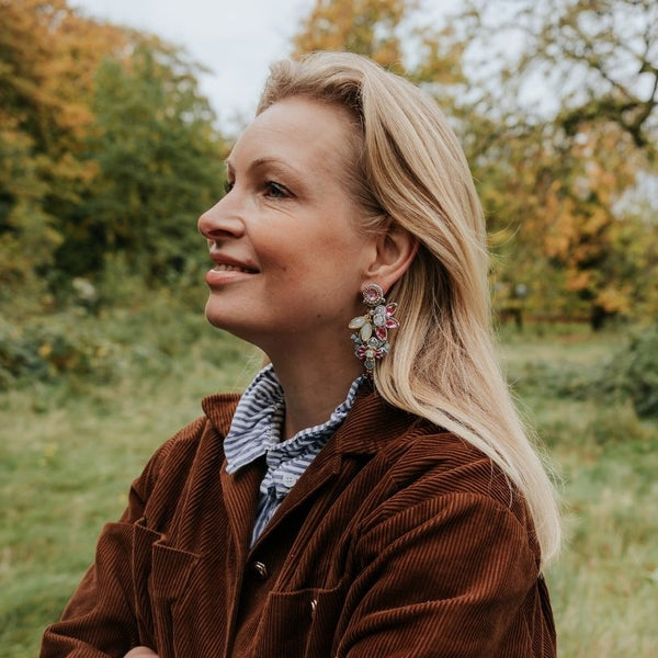 Große Soutache-Ohrringe in pastelligem Rosa, Hellblau und Weiß