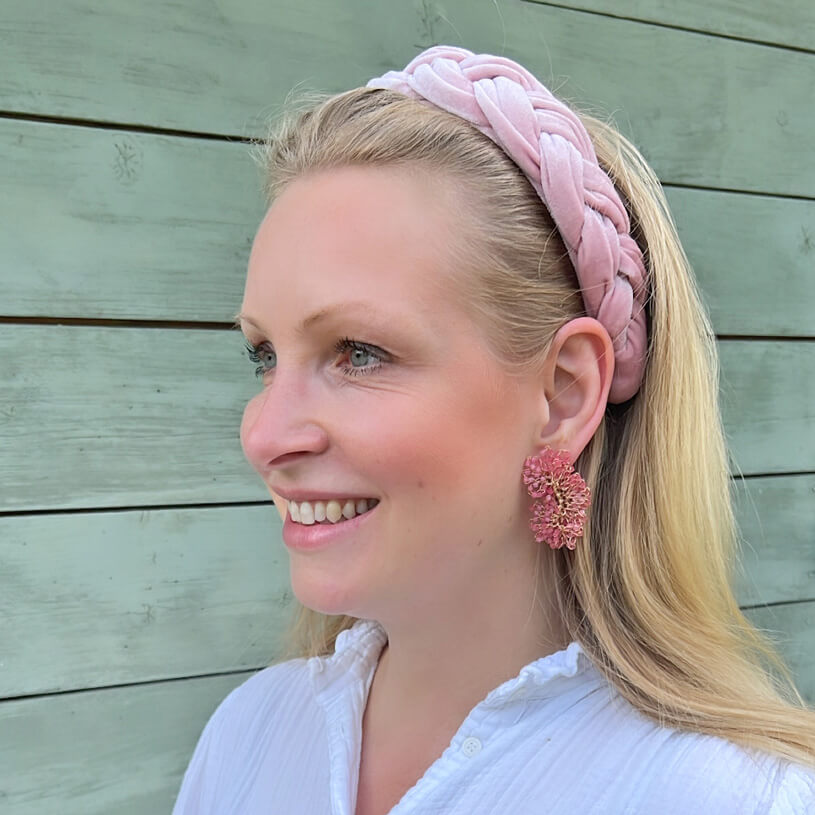 Edle Perlen-Ohrringe aus mehreren Blüten in Pink