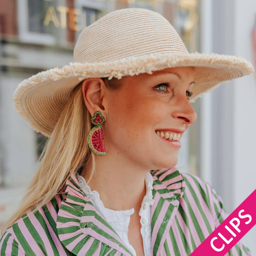 Auffällige Soutacheohrclips als Melone