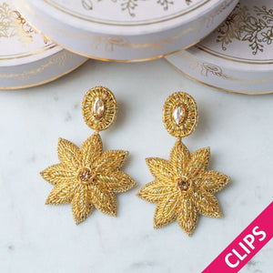 Zauberhafte Soutacheohrclips als goldener Anistern