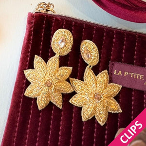 Zauberhafte Soutacheohrclips als goldener Anistern