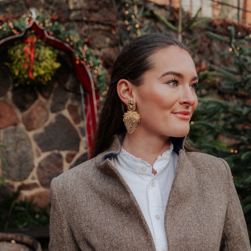 Zauberhafte Soutacheohrclips als edle Haselnuss