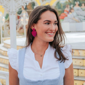 Pinke Soutache-Ohrringe als kleines Herz
