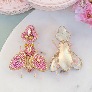 Auffällige SoutacheOhrringe als rosafarbene Hummel