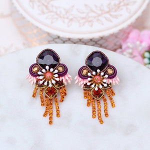 Raffinierte Soutache-Ohrringe in Violett und Braun