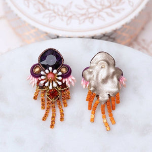 Raffinierte Soutache-Ohrringe in Violett und Braun