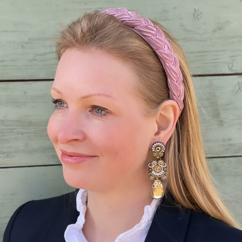 Wunderschöne Soutache-Ohrringe in Gold, Creme und Braun
