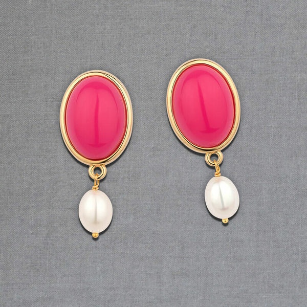 Ohrstecker in Pink mit edler Süßwasserperle von AmuseToi