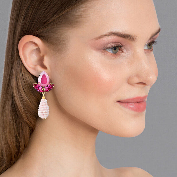 Funkelnde Ohrclips in Pink mit rosafarbenen Glitzertropfen von AmuseToi