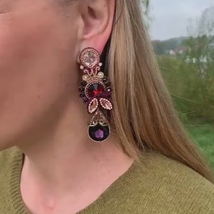 Raffinierte Soutache-Ohrringe in Violett, Rosa und Braun